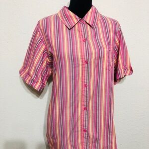 Basic Editions Multicolor Striped Button-Down Shirt